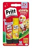 Pritt Klebestift, 2 Glitter Klebestick in Rot und Gelb zu je 20 g, lösungsmittelfreier, kinderfreundlicher Kleber für Kunst und Bastelarbeiten, Klebstoff für Schule & Bürobedarf