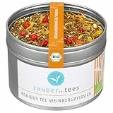Zauber des Tees Rooibos Tee Weinbergpfirsich Bio – Roibusch Tee mit fruchtigem Pfirsich-Geschmack, 65 g