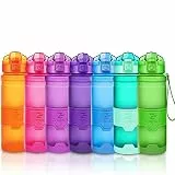 ZOUNICH Trinkflasche Sport BPA frei Kunststoff Sporttrinkflaschen für Kinder Schule, Joggen, Fahrrad, öffnen mit Einer Hand Trinkflaschen Filter, Grün, 14oz/400ml