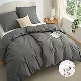 BEDSURE Bettwäsche 135x200 Baumwolle 4teilig - Bettwäsche-Sets für Kinder und Erwachsene, 2 Bettbezug & 2 Kissenbezüge 80x80 cm, Oeko-TEX Bedding Anthrazit mit Reißverschluss