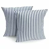 FILU Kissenbezug 40 x 40 cm 2er Pack (Farbe wählbar) Dunkelblau/Weiß gestreift - Kissenhülle, Kissen, Sofakissen, Dekokissen, Sitzkissen, 100% Baumwolle, Deko für jeden Raum, Garten und Terrasse