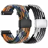 chinbersky Nylon Geflochtenes Uhrenarmband 20mm mit Magnetischem Verschluss, Armband 20mm Elastisches Ersatzarmband für Samsung Galaxy Watch 7/6/5/4/FE/5 Pro/6&4 Classic/Active 2/Amazfit gts 4 3 2