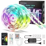 HOVVIDA Tira LED 15M, 1 Rollo, 30 LED/Metro, 24V RGB Luces 450 LED, APP y Mando a distancia, Modo de Música, LED para Habitación, Sala, Cocina, Dormitorio, Bar, Fiesta
