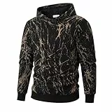 YINGDA Langärmel Herren Mode Sweater versteckte Tasche gedruckt Hoodie（WY SD Schwarz XXL