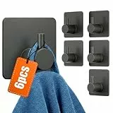 MINISMUS Handtuchhaken Selbstklebend ohne Bohren, Handtuchhalter Haken zum Kleben Bad Küche Schwarz, Klebehaken Badezimmer Schwerlast 5kg, Haken Selbstklebend Edelstahl, 6er Set