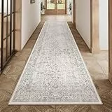 HUGEAR Vintage Grau Waschbarer Teppich 60x240cm LäUfer Flur rutschfest Weich Vorzimmer Tepich Kurzflor Schlafzimmer Retroteppiche KüChe Bedroom Brücken Hallway Carpet