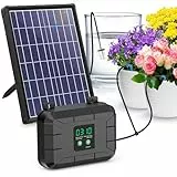 Biling Solar Bewässerungssystem Balkon, 7,5W 15M Automatische Bewässerung für Pflanzen im Urlaub mit Timer, Solar Tropfbewässerung für Garten Gewächshaus Blumen, Eitersparnis und Umweltbonus