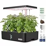 iDOO Hydroponic System, Smart Garden, Hydroponisches Anzuchtsystem,12Hülsen, mit Automatisch Timer, Smart Garden mit LED Pflanzenlampe und Ventilato, Höhenverstellbar kräutergarten Set, Schwarz