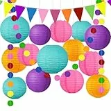 YBwanli Bunt Papier Laterne,papierlaterne,Karneval deko,regenbogen deko kindergeburtstag,hochzeit deko,gartenparty dekoration,16Stück Wiederverwendbar,der perfekte Begleiter für die Partydekoration