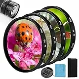 Fotover 58 mm Nahfilter-Set, Fotover 4-teiliges 1, 2, 4, 10 Makrofilter-Zubehör, Nahlinsen-Filter-Set mit Objektivfilterbeutel für Canon, Nikon, Sony, Pentax, Olympus, Fuji, DSLR-Kamera, Objektivdecke