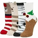Kuschelsocken Damen Flauschige Warme Bettsocken Kuschel Socken Dicke Flauschsocken Haussocken Damensocken Weihnachten Geschenk Weihnachtssocken Wintersocken für Mädchen 37-42