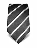 Vincenzo Boretti Herren Krawatte reine Seide gestreift edel Männer-Design zum Hemd mit Anzug für Business Hochzeit 8 cm schmal/breit anthrazit