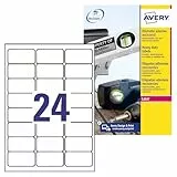 AVERY Zweckform L4773-8 Wetterfeste Folienetiketten (192 Klebeetiketten, 63,5x33,9mm auf A4, extrem stark selbstklebend, wasserfest, strapazierfähig, bedruckbare Outdoor Klebefolie) 8 Blatt, weiß