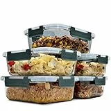 uandu Glasbehälter mit Deckel, 10- teilig, Borosilikatglas mit Deckel, Meal prep Gläser, Frischhaltedosen Glas mit Deckel, Glasdosen mit Deckel Set, Meal prep Boxen Glas (5 Behälter, 5 Deckel)
