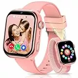 RUXINGX 4G Smartwatch Kinder mit GPS und Telefonanruf, Kinderuhr mit IP68 Wasserdicht, Zwei-Perspektiven, Voice Chat, Taschenlampe, Schulmodus, Schrittzähler, Wecker für Jungen Mädchen, Rosa