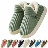 Coswind Hausschuhe Damen Herren Winter Warme Geschlossen Plüsch Weiche Modern Bequeme Elegant Rutschfeste Memoryschaum Pantoffeln Grün 280
