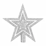 SULOLI Silber Glänzender Weihnachtsstern,Stern für die Weihnachtsbaum,glänzenden Christbaumspitzen Für weihnachtsbaumschmuck Party Dekoration