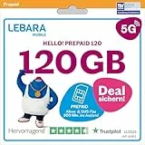 LEBARA Prepaid SIM-Karte mit Hello! 120 Prepaid Tarif ohne Vertrag | Allnet Flat Telefonie & SMS, 120 GB Datenvolumen inkl. 5G und 500 Frei-Min. ins Ausland…