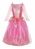 Katara 730133660313 Disney Princess Aurora Faschings-Kostüm Dornröschen-Kleid für Karneval & Geburtstage, Rosa, 134/140 (Etikett 150)