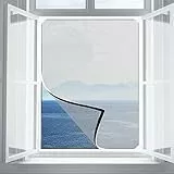 Surplex Fliegengitter Fenster Magnet, DIY Insektenschutz Magnetfenster, Selbstklebendes Fliegengitter für Fenster Max Größe 130x150cm, Fliegenschutz Insektenschutzgewebe Zuschneidbar Waschbares, weiß