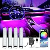 YiLaie LED Innenbeleuchtung Auto, LED Ambientebeleuchtung mit APP Steuerung und 16 Millionen Farben, Musikmodus, Farbspeicher, USB-Innenraumbeleuchtung, Auto Zubehör Innenraum, DC 5V
