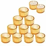 Teelichtgläser Vintage, 5 cm x 3,5 cm, 12er Set Teelichtglas Klein, Teelichthalter Glas, Teelichtgläser aus Glas, für Hochzeit, Geburtstagsfeier, Windlichter Tischdeko, Golden