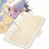 ugee Q6 Graphics Tablet 6 x 4 Inch Portable Drawing Tablet with Integrated Type-C Cable for Digital Drawing Online Lessons, Beige