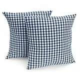 FILU Kissenbezug 40 x 40 cm 2er Pack (Farbe wählbar) Dunkelblau/Weiß kariert - Kissenhülle, Kissen, Sofakissen, Dekokissen, Sitzkissen, 100% Baumwolle, Deko für jeden Raum, Garten und Terrasse