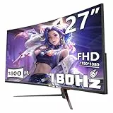 Great voell 27-Inch Curved Gaming Monitor, 180Hz, FHD (1920x1080P), HDR, 99% sRGB, FreeSync, Anti-Blue Light, VESA Mountable, HDMI 2.0 & DP 1.4, Tilt Adjustable, 16:9 PC Screen