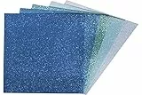Rayher Hobby Moosgummiplatten Glitter, Selbstklebend, Verschiedene Blau- und Grüntöne, 5 Stück, 20 x 30 x 0,2 cm