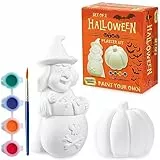 KreativeKraft Halloween Deko Innen Basteln Kinder DIY Grusel Gipsfiguren zum Bemalen 1, 2, 3 Stück Halloweendeko Bastelset mit Farben (2er Set)