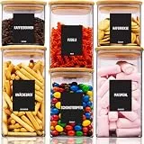 Deco haus® Vorratsgläser mit Deckel luftdicht + Etiketten [6er KOMBI SET] - Für Müsli, Cornflakes, Mehl & co. - Vorratsdosen Glas mit Deckel Aufbewahrungsglas - Aufbewahrungsbox Küche Vorratsglas