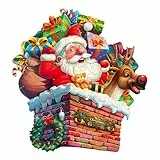 Holzpuzzle Erwachsene, 230 Teile Schornstein Weihnachts Mann Puzzles, 34 * 31.8cm Wood Puzzle, Unregelmäßige Einzigartige Tierform Holzpuzzles für Erwachsen, Schön Geschenk Familie Freunde
