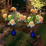 BomKra Solarleuchten für den Außenbereich, 2 Stück, Löwenzahn-Lichter mit 7 Köpfen, Solar-Zaunlichter, wasserdichte Solar-Blumenlichter für Rasen, Hof, Garten, Ornamente, Outdoor-Dekorationen (gelb)