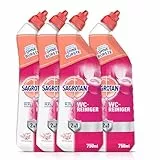 Sagrotan WC-Reiniger Blütenfrische – 2in1 Reinigungsmittel mit Antischmutzfilm für langanhaltende WC-Frische – 4 x 750 ml