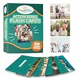 Action Verbs Lernkarten – 50 Stück Lernkarten für Sprachtherapie und Heimschule – Dicke und langlebige Vokabelbauer-Lernkarten für Kinder und Erwachsene