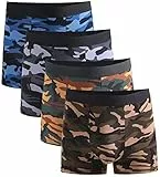 Xaanelr Boxershorts Herren Unterhosen Männer Bambus Viskose Unterwäsche Men Retroshorts 4er/8er Pack S-3XL (as3, Alpha, m, Regular, Regular, A021-4er Set Tarnung)