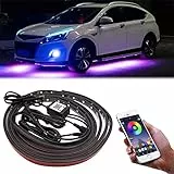 Unterbodenbeleuchtung Auto, 35&23 Zoll 12V LED Auto Unterboden Neon Light RGB Auto Chassis Light mit Sprachsteuerung und Anwendungssteuerung, Auto Atmosphere Beleuchtungs-Kit (60cm x 2 +90cm x 2)