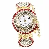 SAFIGLE Elegante Damen Armbanduhr Mit Strass, Quarzuhr Mit Legierung Armband, Stilvolle Uhr FüR Frauen, Geschenk FüR MäDchen, Freizeit Und Business