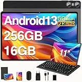 SEBBE Tablet 11 Zoll Android 13 Tablet 2K Bildschirm Tablet Octa-Core 2.0 GHz 16GB RAM + 256GB ROM + TF 1TB / 2000 * 1200 Pixel / 8 MP + 20 MP / 10,000 mAh / 5G WLAN, mit Tastatur und Maus Braun