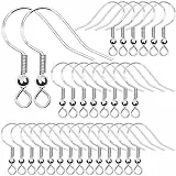 30 Stück Ohrring Haken,Ohrringe Basteln Zubehör mit Perlen und Spule,Ohrhaken,Ohrringe Rohlinge,Ohrringe DIY,Ohrringhaken,Ohrring Rohlinge,925 Silber Ohrring Haken,DIY Ohrhänger Schmuckherstellun