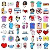 Pilikoll 50 Stück Schuhanstecker Anstecker Set Medizin Krankenschwester Schuhanstecker Cartoon PVC Schuhansteckers Nurse Schuhanhänger für Shoe Bands Armband Bracelet Party Children Party Favour