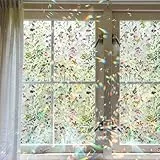 Neukids Fensterfolie - Selbstklebend Statische Folie, Regenbogen Folie Fenster Fensterfolie,Blickdicht Milchglasfolie Selbstklebend Fenster,Dekofolie für Wohnzimmer Küche Büro - Blumen,43x100 cm