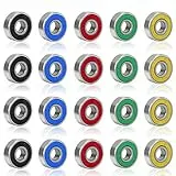 Rybtd Kugellager Skateboard 20 Stück 608 2RS ABEC-9 Rillenkugellager 8mm x 22mm x 7mm Rollenlager Kohlenstoffstahl Miniatur Radialkugellager mit Double Shielded(Schwarz,Blau,Rot,Grün,Gelb)