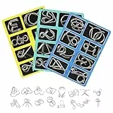 Metall Knobelspiele Set 3D, Metallpuzzle Set 24 Stück, Knobelspiele für Erwachsene, Denksport Puzzle Metall mit Ring, Geduldsspiel für Erwachsene, Metal Puzzle Logikspiele zur Gehirnförderung