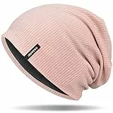 HASAGEI Mütze Herren Damen, Slouch Beanie Mütze Damen, Übergangszeit Weiche Leicht Modische Jersey Beanie, Unisex Warm Winter Mütze Ideal für Frühling Herbst und Winter (Rosa)