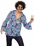 Mainfini Freizeit Blumen Kleid Hemd Langarm Bedruckt Knopf-Runter-Hemden Paisley Tops(XXL)