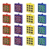 16 Stück Tic Tac Toe Schlüsselanhänger Set, Mini Tic Tac Toe Anhänger, Schlüsselring Geschenk für Mädchen Geburtstag Jungen Party (Rot+ Blau+ Gelb+ Lila)