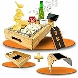 SIMPLEX DOMO Couchbar Snackbox mit anpassbarer Couch Ablage | Couch Organizer umbaubar | hochwertiger Bambus | Couchtablett mit Getränkehalter für Tassen | In- und Outdoor | Für die ganze Familie
