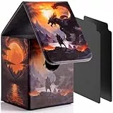 JoyHood Deck Box für YGO Karten mit 2 Premium Kartentrenner, Fasst 100+ Einzeln Karten Sammelkarten Box, Kartenbox Kompatibel mit TCG/OCG/MTG (Dämmerungs-Drachenfeuer)